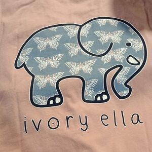 IVORY ELLA ELEPHANT /BUTTERFLY 🦋 SZ MAUVE PINK 100%ORGANIC COTTON TEE